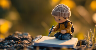 Figurine on a notepad