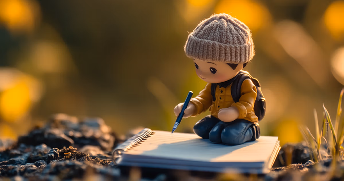Figurine on a notepad
