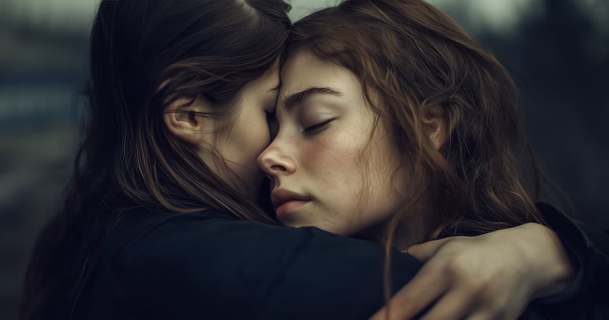 Two women in an embrace