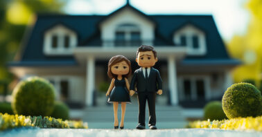 Figurines of wealthy couple looking unhappy