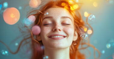 Woman looking joyful