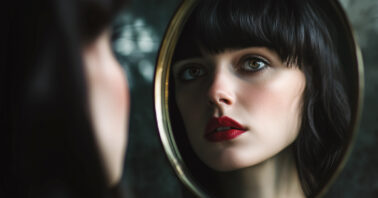 Woman's reflection in mirror