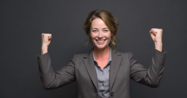 Woman looking accomplished