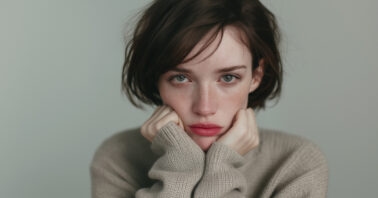 Woman with a sulking expression