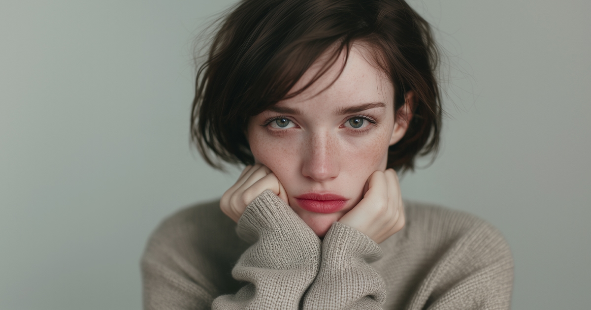 Woman with a sulking expression