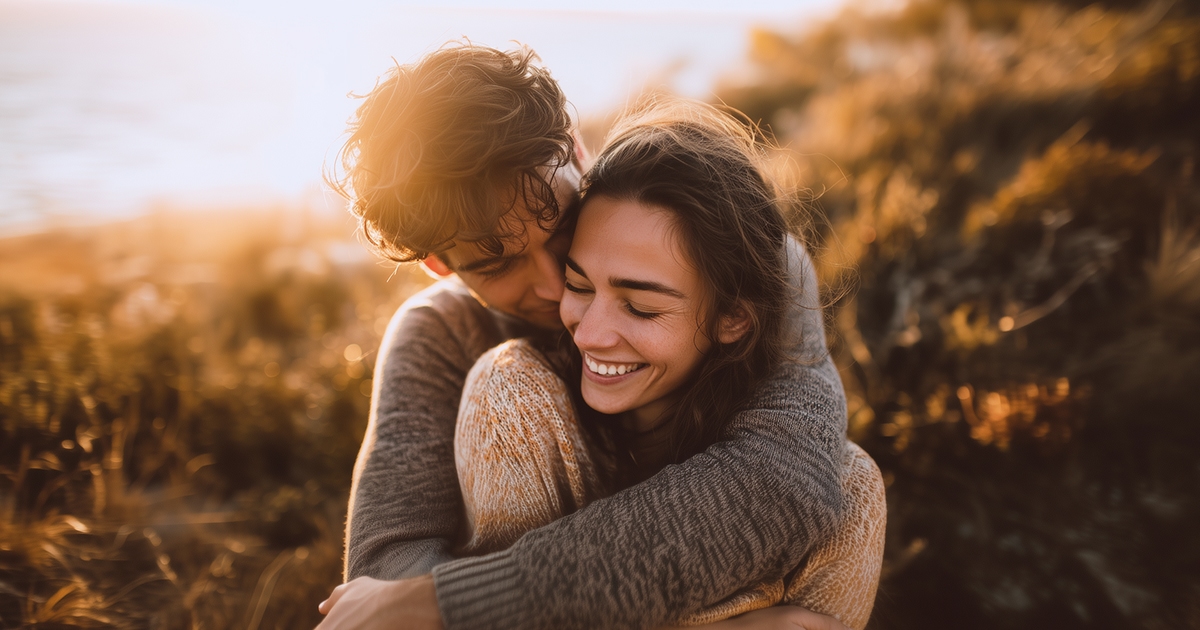 Couple in a sweet embrace