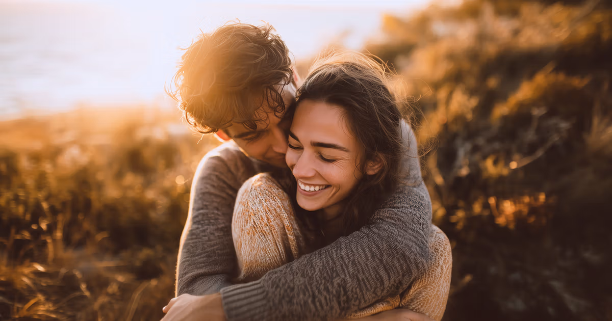 Couple in a sweet embrace