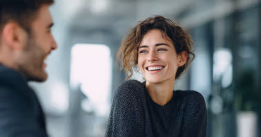 Happy coworkers taking a break in the office