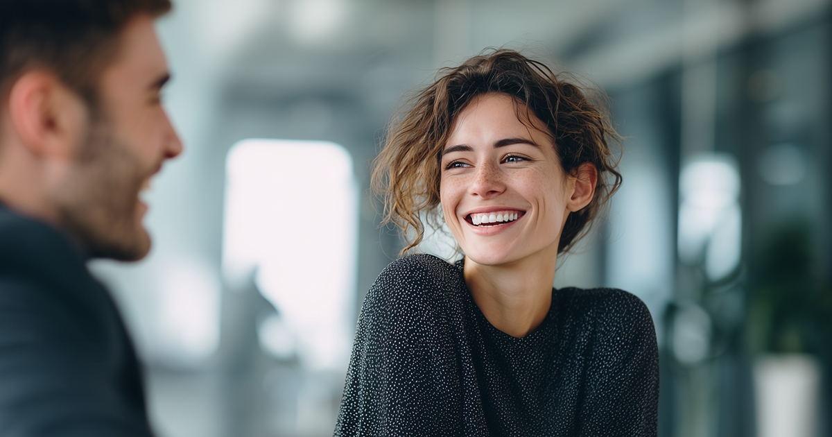 Happy coworkers taking a break in the office