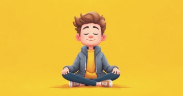 Illustration of a man sitting legs crossed on the floor