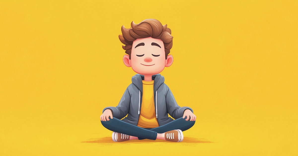 Illustration of a man sitting legs crossed on the floor