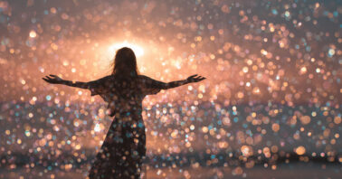 Woman with arms wide open silhouette