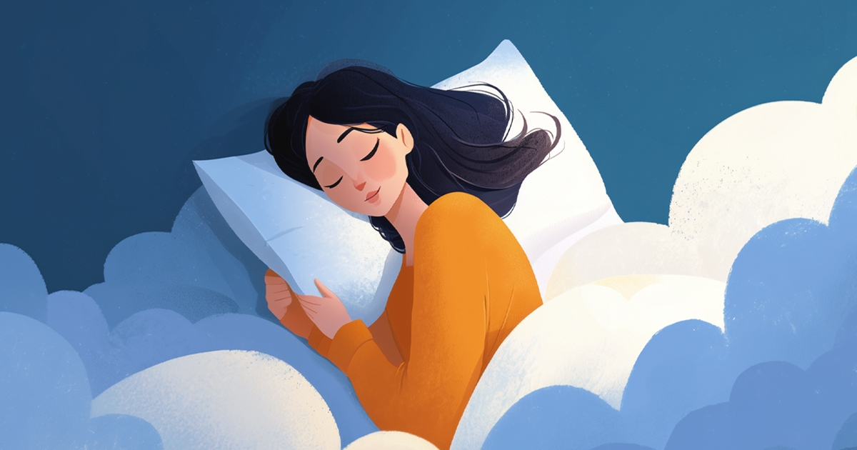 Woman sleeping soundly illustration