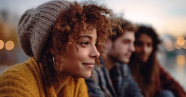 Woman sitting with her friends