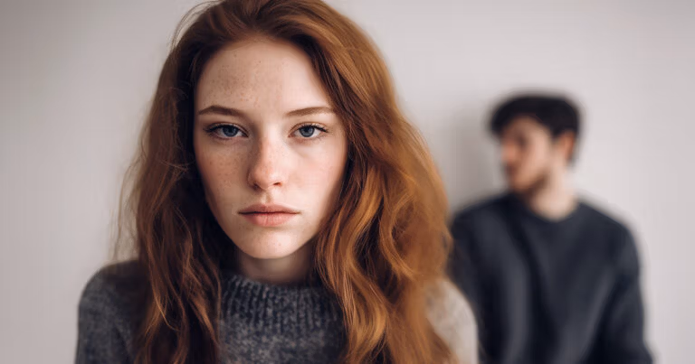 Woman appearing unhappy