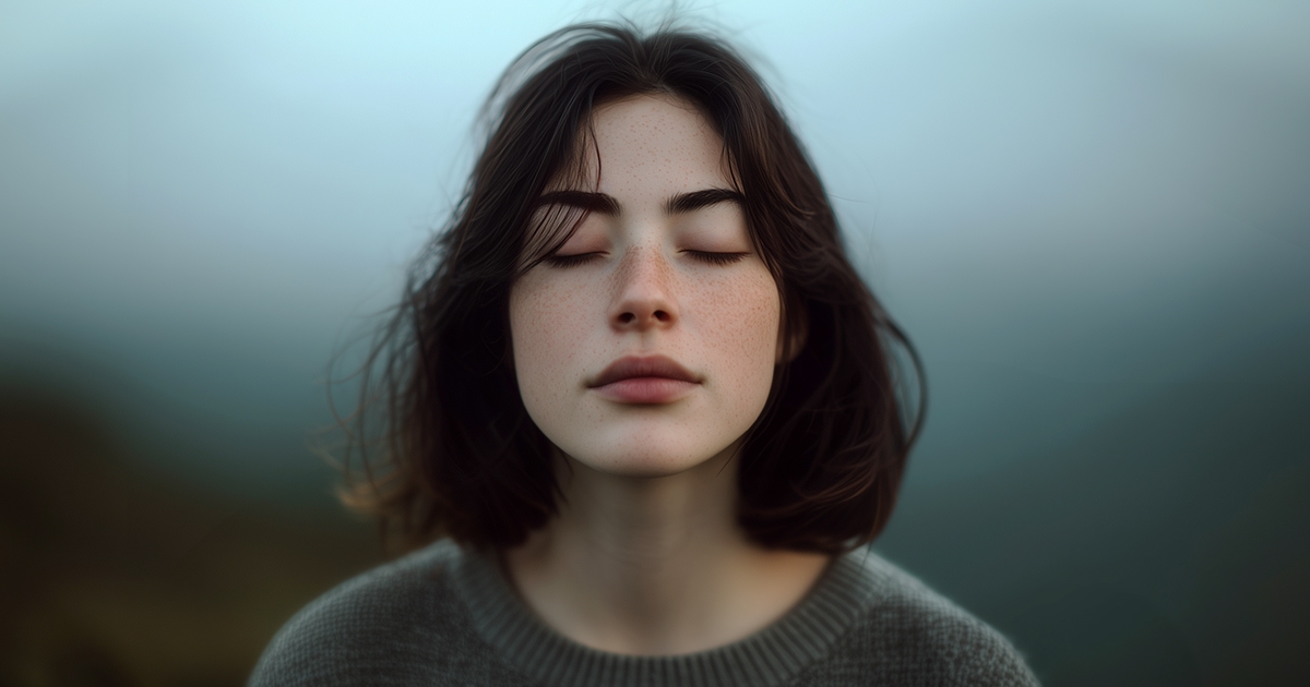 Woman having a gentle moment