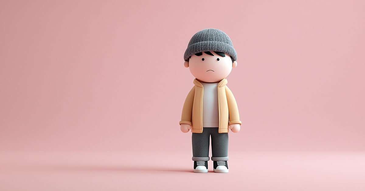 Man standing alone with a sad face
