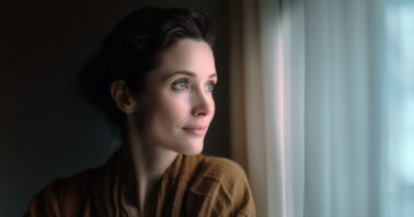 Woman looking outside