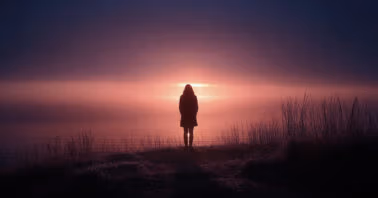 Silhouette of a person at sunrise