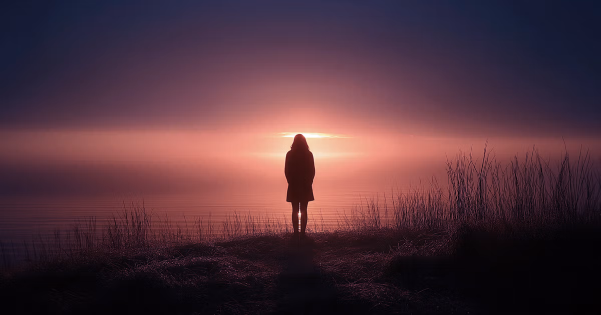 Silhouette of a person at sunrise