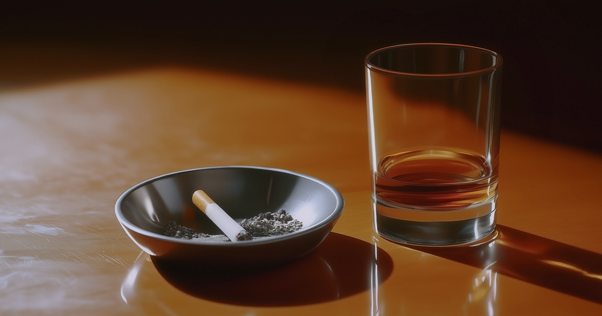 Cigarette and alcoholic drink