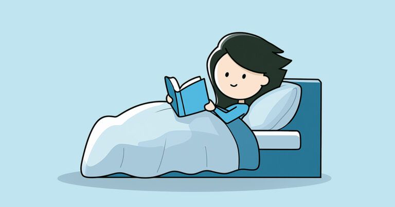 Reading a book in bed